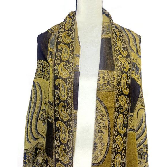 Shoulder Wrap Scarf Two-Toned Brown 67" x 27" - Picture 3 of 5